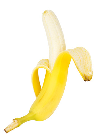 Ripe banana on white backgroundの写真素材