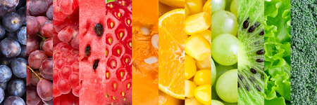 Healthy food background. Collection with different fruits, berries and vegetablesの写真素材