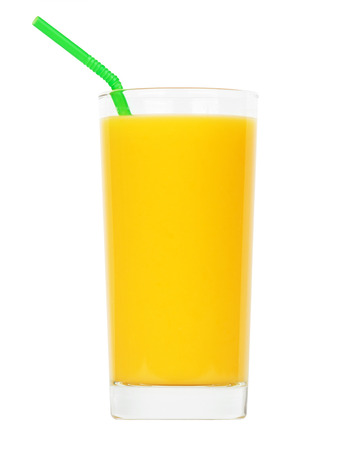 Fresh orange juice on white backgroundの写真素材