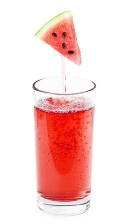 Glass of watermelon juice on white backgroundの写真素材