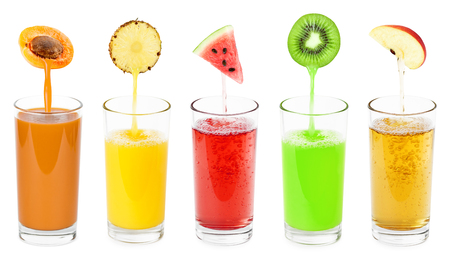 Glass of fresh fruit juicesの写真素材