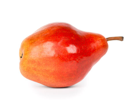 Red pear closeup on white backgroundの写真素材