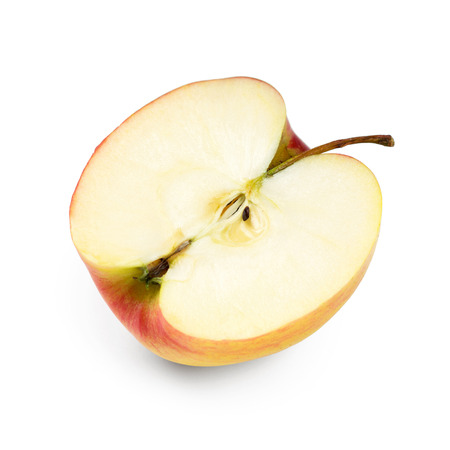 Apple slice closeup on white backgroundの写真素材