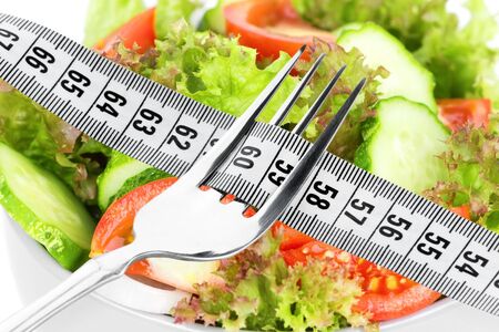Diet concept. Fresh vegetable saladの写真素材