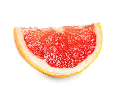 Fresh grapefruit slice on white backgroundの写真素材