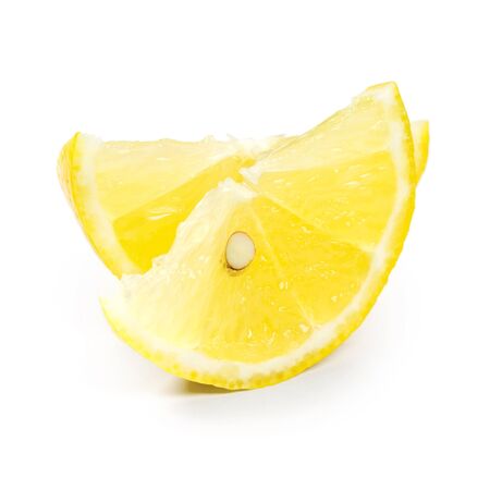 Slices of lemon on white backgroundの写真素材