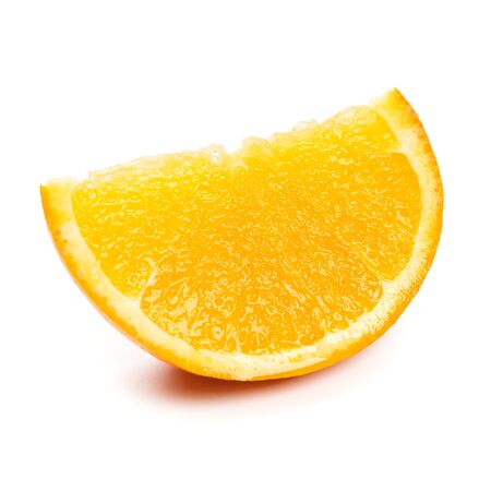 Orange slice closeup on white backgroundの写真素材