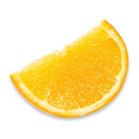 Orange slice closeup on white backgroundの写真素材