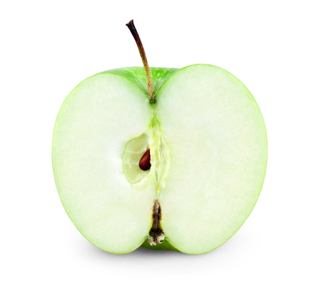 Fresh apple green slice on white backgroundの写真素材