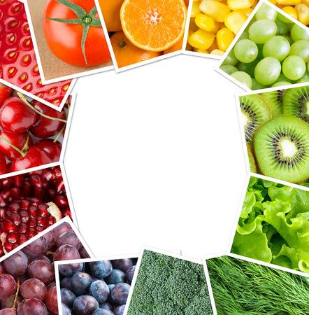Fresh fruits and vegetables. Healthy food conceptの写真素材