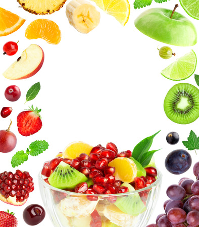 Fresh fruit salad. Mixed fruits. Fruit conceptの写真素材
