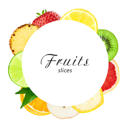 Fresh fruit slices. Healthy fruit conceptの写真素材