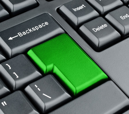 Keyboard empty green enter button. Keyboard conceptの写真素材
