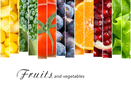 Fresh fruits and vegetables. Healthy food conceptの写真素材