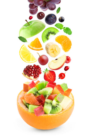 Fresh color fruits on white backgroundの写真素材
