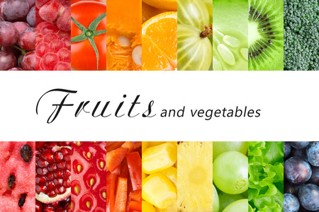 Fresh fruits and vegetables. Healthy food conceptの写真素材