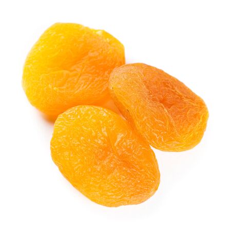 Dried apricots on white backgroundの写真素材