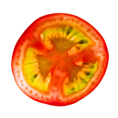 Fresh slice tomato on white backgroundの写真素材