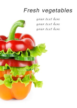Mixed vegetable sliced on white backgroundの写真素材