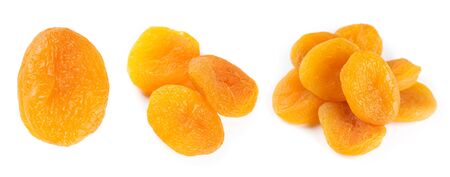 Dried apricots on white backgroundの写真素材