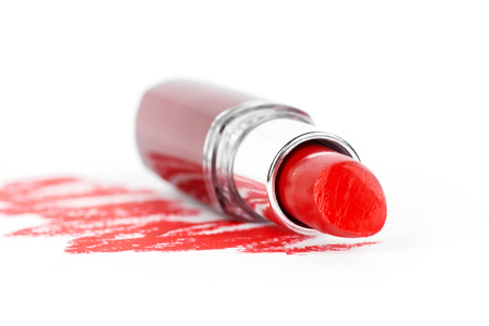 Red lipstick on white backgroundの写真素材