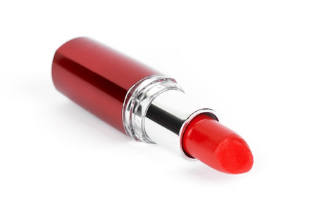 Red lipstick on white backgroundの写真素材