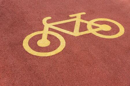 Bicycle road sign on the roadの写真素材