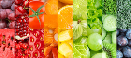 Color fruits, berries and vegetables. Healthy food backgroundの写真素材