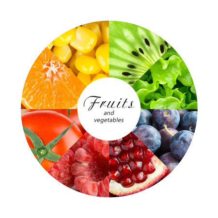 Fresh fruits and vegetables. Healthy food conceptの写真素材