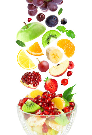 Fresh color fruits on white backgroundの写真素材