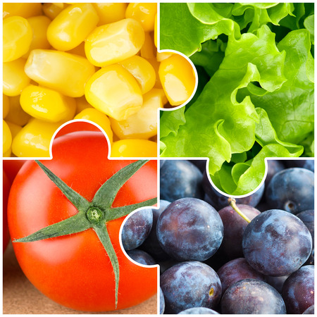 Fresh fruits and vegetables. Healthy food conceptの写真素材