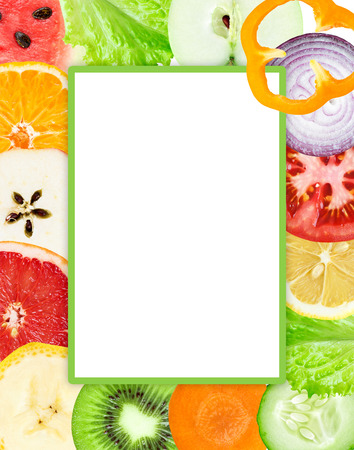 Collection of fruit and vegetable slices. Food conceptの写真素材