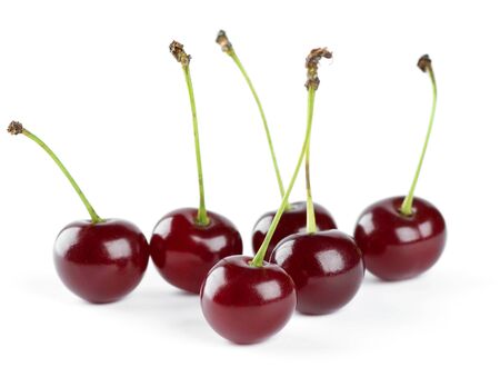 Ripe cherry on white backgroundの写真素材