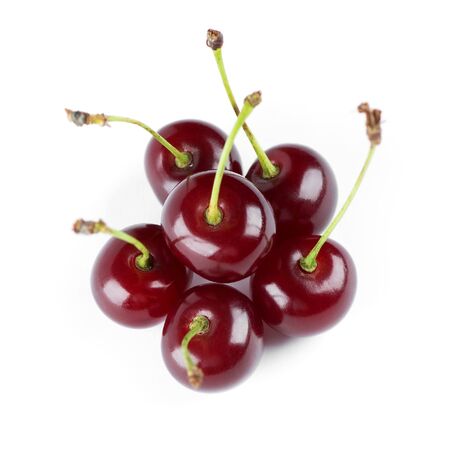 Ripe cherry on white backgroundの写真素材