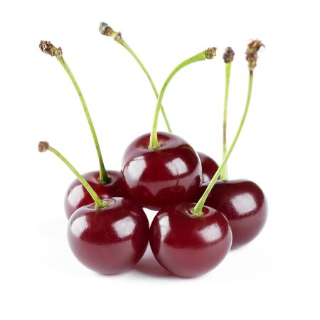 Ripe cherry on white backgroundの写真素材