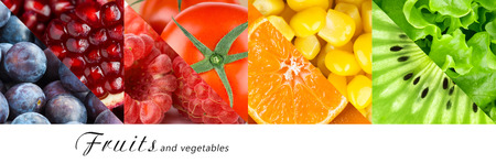 Fresh fruits and vegetables. Healthy food conceptの写真素材
