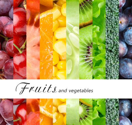 Fresh fruits and vegetables. Healthy food conceptの写真素材