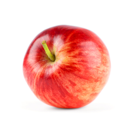 Red apple closeup on white backgroundの写真素材