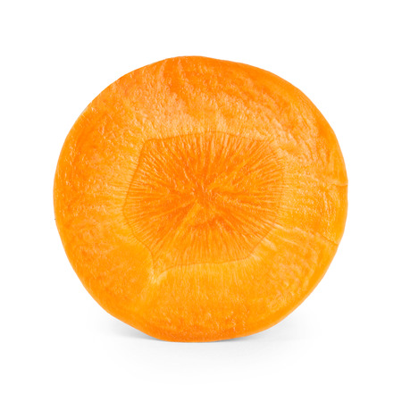 Fresh slice of carrot on white backgroundの写真素材