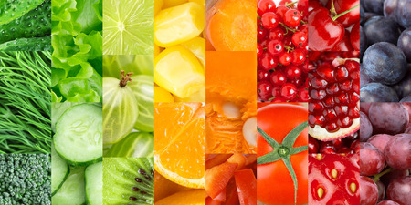 Fresh fruits and vegetables. Healthy food backgroundの写真素材