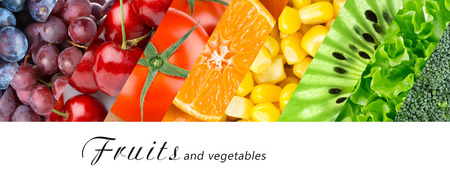 Fresh fruits and vegetables. Healthy food conceptの写真素材