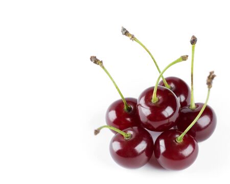 Ripe cherry on white backgroundの写真素材