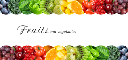 Fresh fruits and vegetables. Healthy food conceptの写真素材