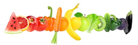 Fresh color fruits and vegetables. Healthy food conceptの写真素材