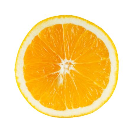 Orange slice closeup on white backgroundの写真素材