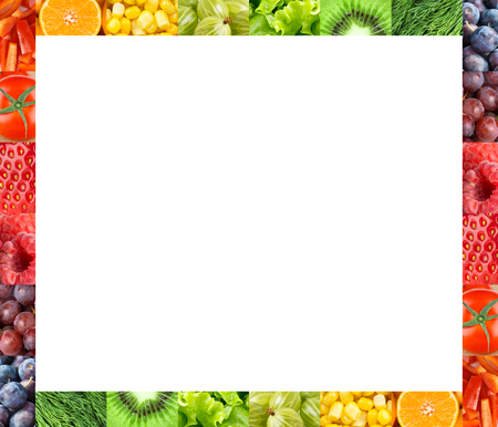 Fresh fruits and vegetables frame. Conceptの写真素材