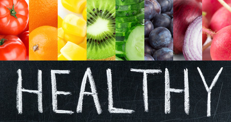 Healthy fresh color food. Fruits and vegetables conceptの写真素材