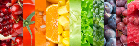 Healthy food background. Collection with different fruits, berries and vegetablesの写真素材