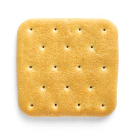 Cracker closeup on white background. Top viewの写真素材