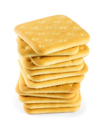 Crackers closeup on white backgroundの写真素材